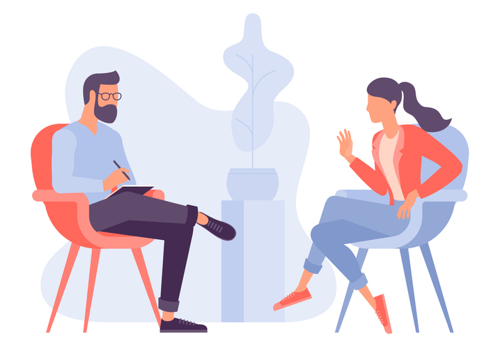 Patient with psychotherapist